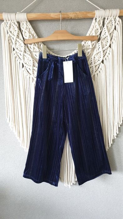 Reserved granatowe nowe welurowe spodnie kuloty R 110