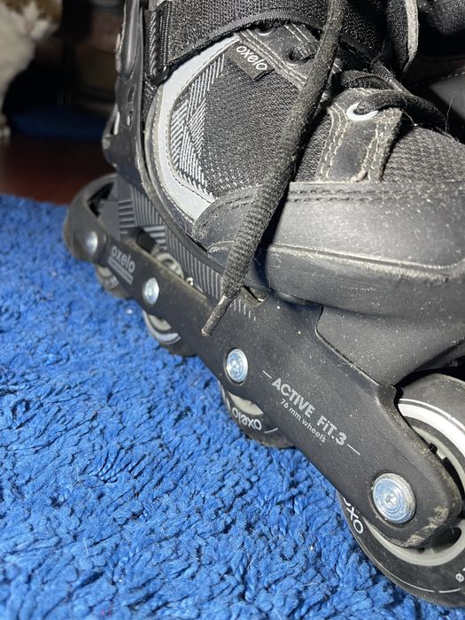 Patins em linha, oxelo, pretos como novo