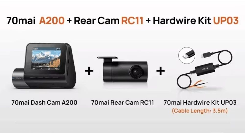 Автомобільний відеореєстратор Xiaomi 70mai Dash Cam A200 + задня камера
