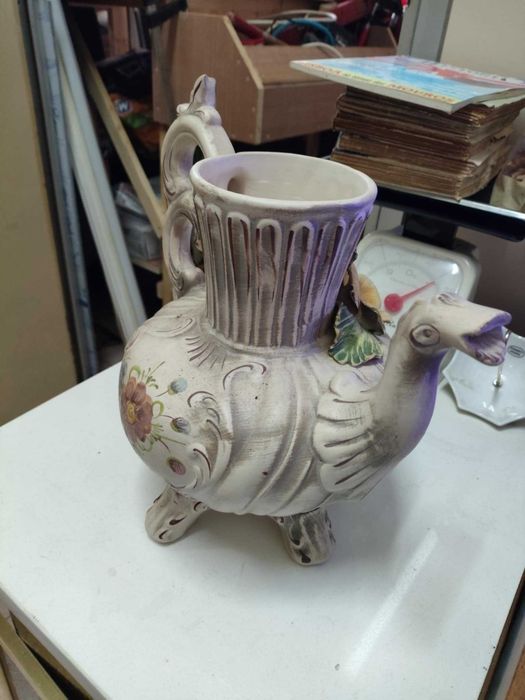 Lindo Jarro Antigo Ceramica de Alcobaça Pintado a mao