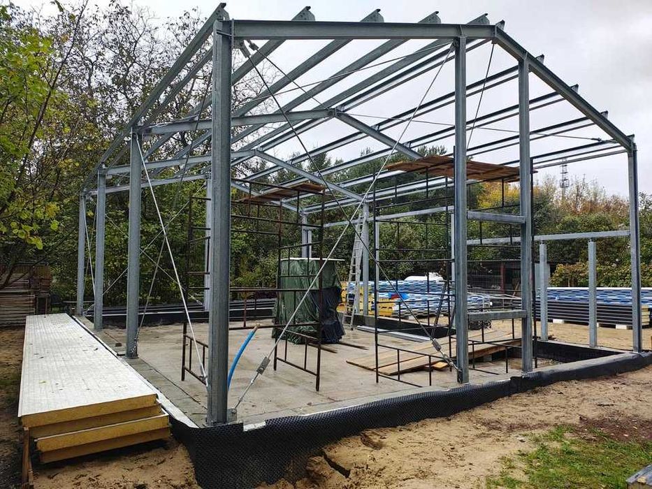 Modułowa konstrukcja hali 8x12 hala magazyn warsztat garaż obora