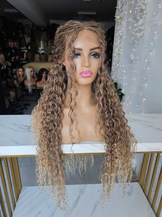 Peruka premium Madison afroloki, naturalny ciemny blond