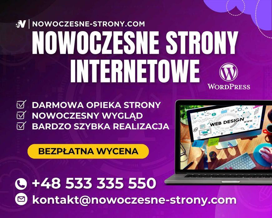 Nowoczesne Strony Internetowe | Strona WordPress z SEO + Opieka Strony