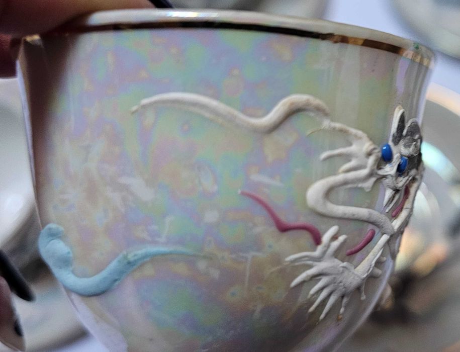 serviço de café japonês vintage dragonware com geisha