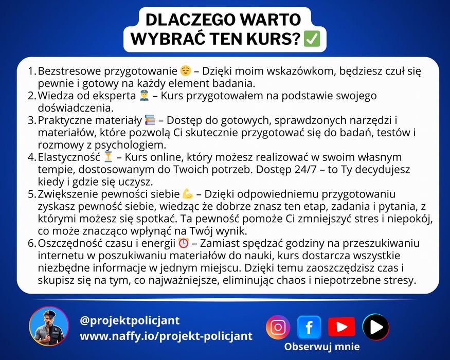 Testy do Policji - Kurs: Jak zdać badania psychologiczne do Policji?