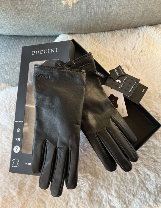 Puccini skórzane rękawiczki damskie na prezent najwyzsza jakość  r 7
