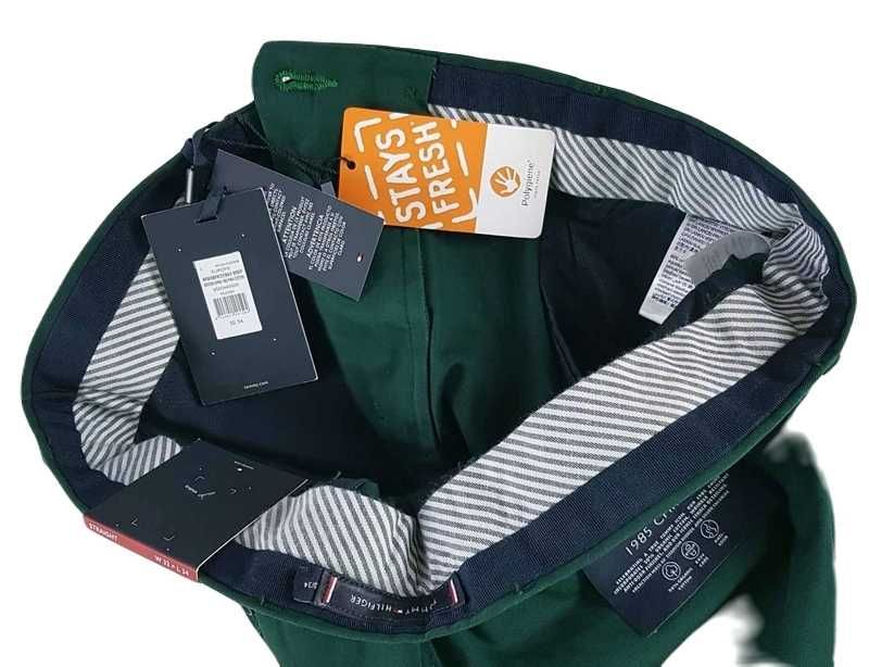 Męskie spodnie Tommy Hilfiger Denton Chino zielone nowe oryg. -W32/L34