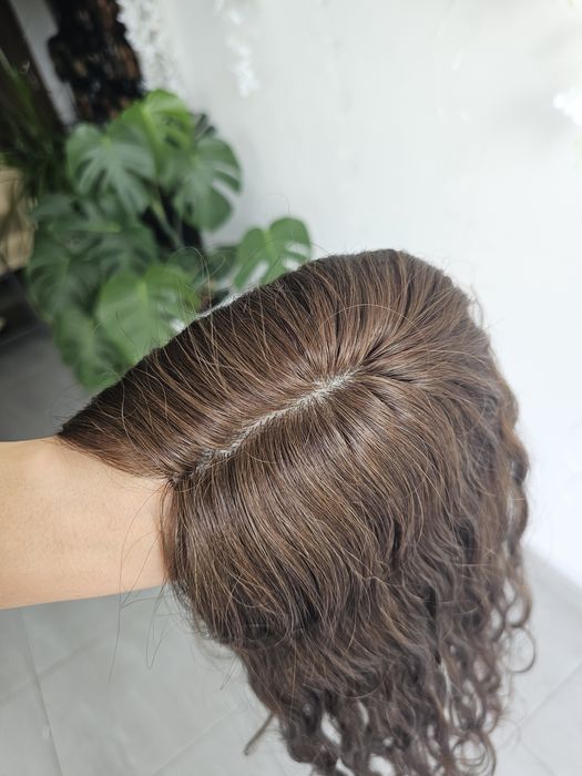 Topper Ola z włosów naturalnych brąz fale naturalny efekt