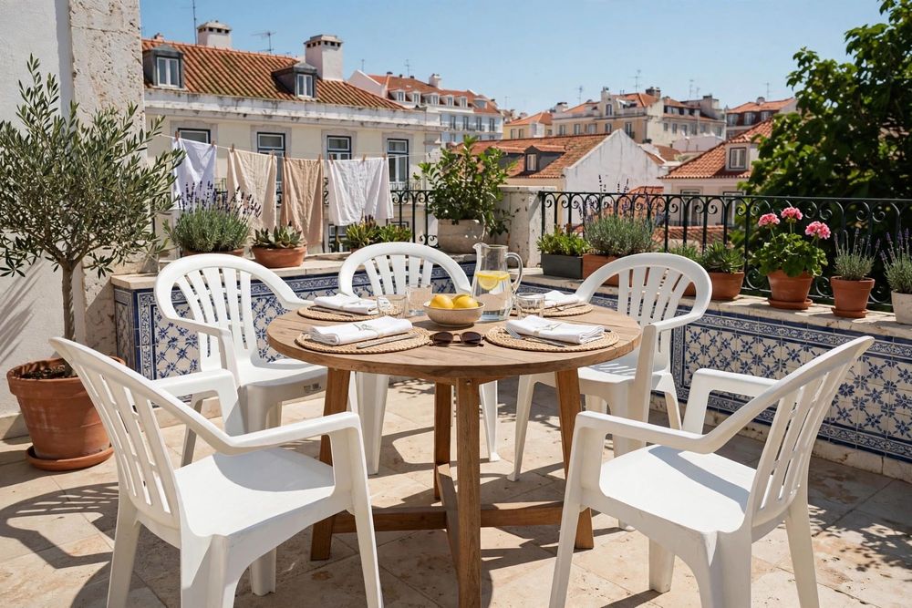 Lote 6 Cadeiras Plástico Brancas Joluce Casablanca com Braços - Esplanada