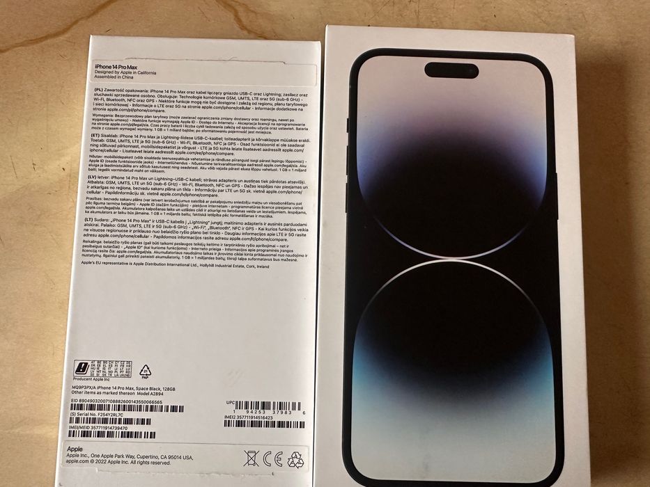 Opakowanie do iPhone 14 pro max, 128GB, Space Black, ORYGINALNE