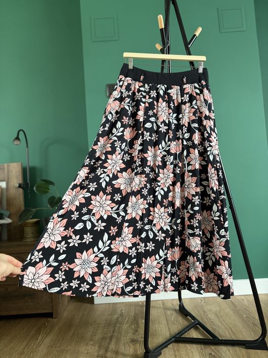 Spódnica długa long kieszenie kwiat flower pas summer lato wiskoza viscose bawełna cotton Bodyflirt