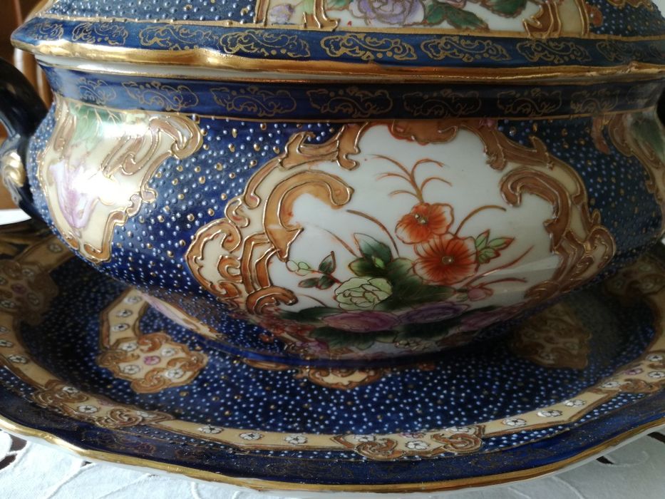 Conjunto de 3 peças decorativas pintadas à mão- Satsuma Art