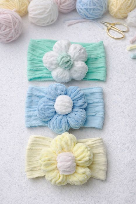Пов'язка з квіткою, пов'язочки для дівчаток, пов'язка на весну