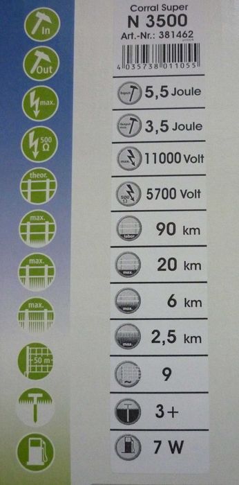 Elektryzator uniwersalny Corral N3500,na dziki, dla koni, bydła, owiec