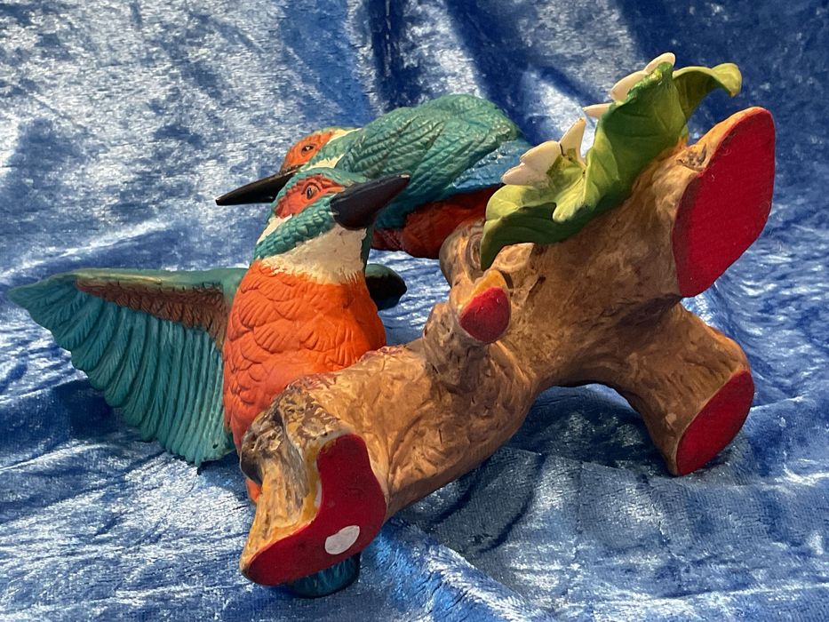 Guarda rios casal de aves pintura manual 15 cm