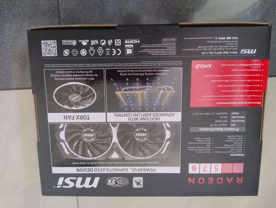 Karta graficzna MSI Radeon RX 570 ARMOR 8G OC | Pudełko | 100% Sprawna