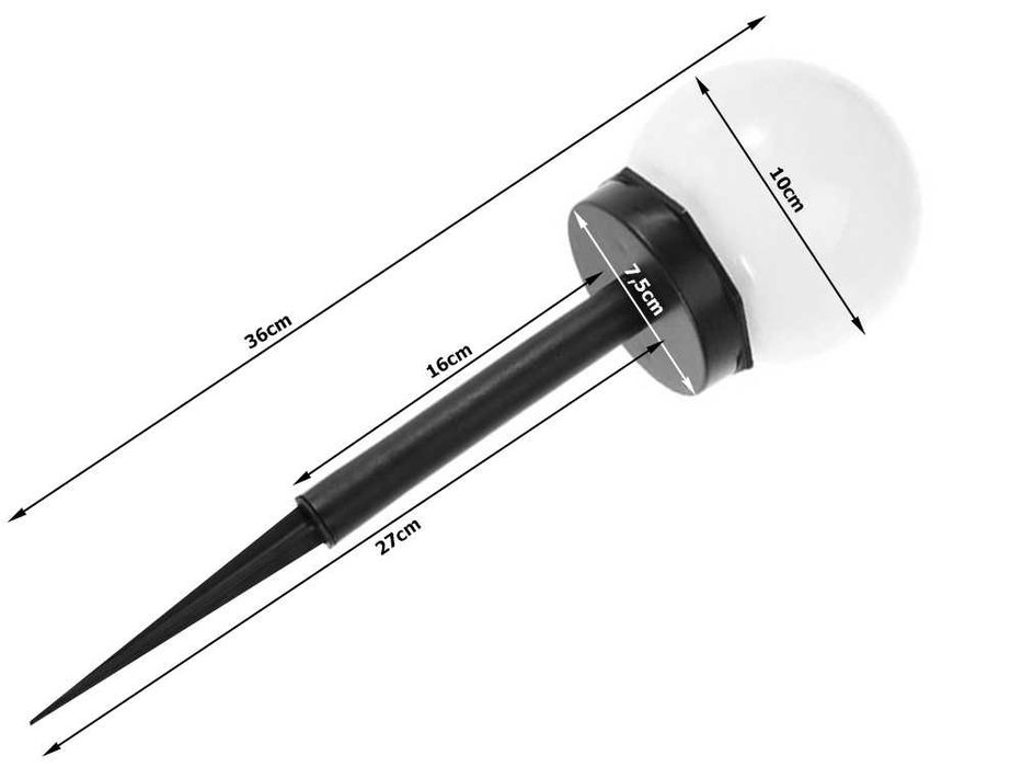 Zestaw 16 lamp solarnych ogrodowych białych kul 10cm Czujnik zmierzchu