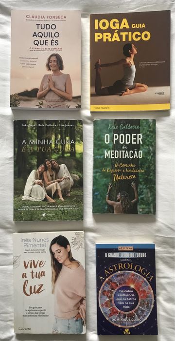 Livros de desenvolvimento pessoal, meditação, yoga, astrologia
