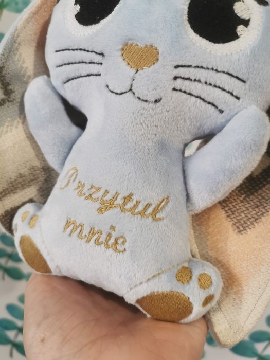 Handmade mały króliczek przytul mnie błękit plus kremowy