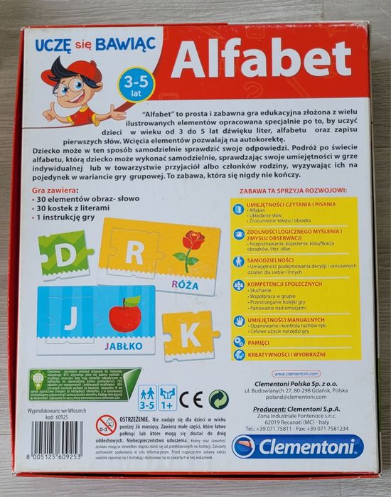 Gra alfabet Clementoni 3-5 lat uczę się bawiąc