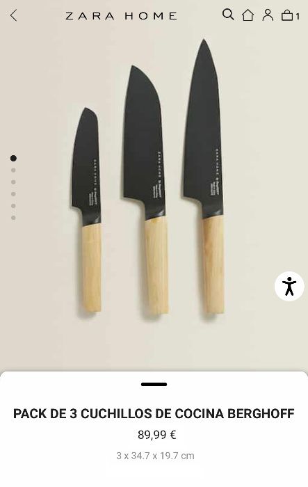 Conjunto de 3 facas de cozinha Zara Home NOVO