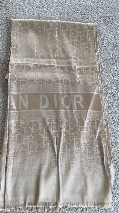 Szal chusta jedwab kaszmir używany Christian Dior