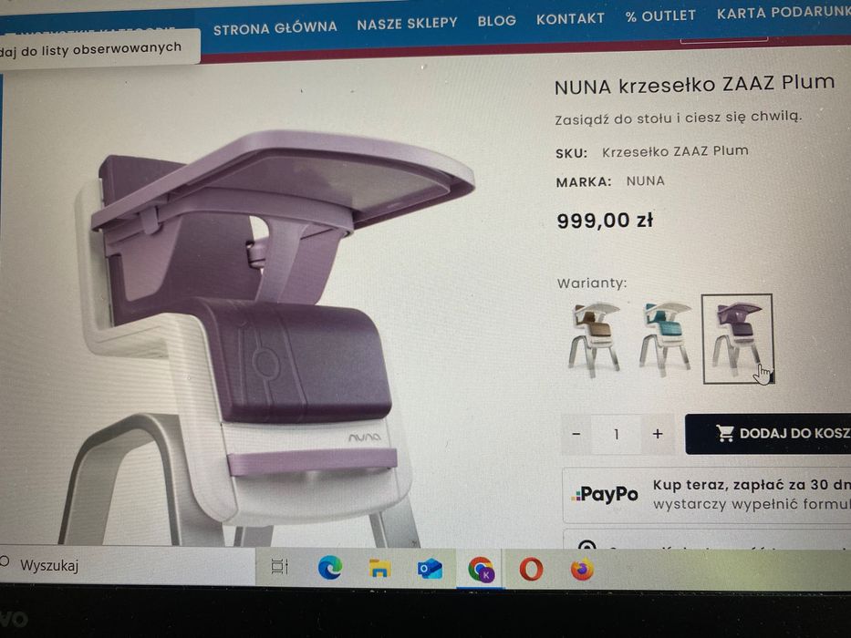 Krzesełko do karmienia dziecka NUNA