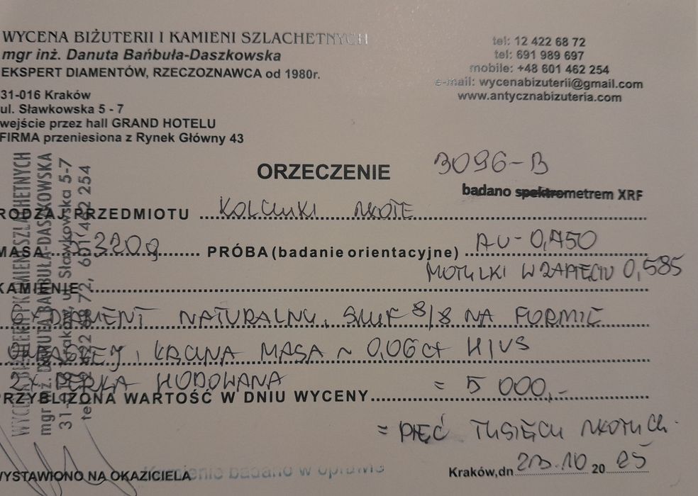Kolczyki 5.3g Diamenty Złoto 750 Perły WYCENA