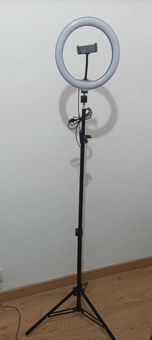 Ring light + tripé (90cm-190cm), c/suporte telemóvel