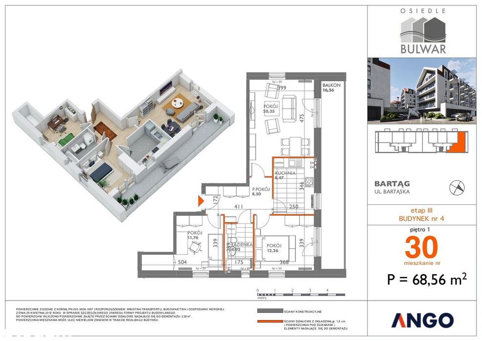 mieszkanie 3 pok. z oddzielną kuchnią
