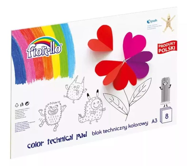Blok techniczny kolorowy A3/8K FIORELLO. Fiorello. Nowy Produkt