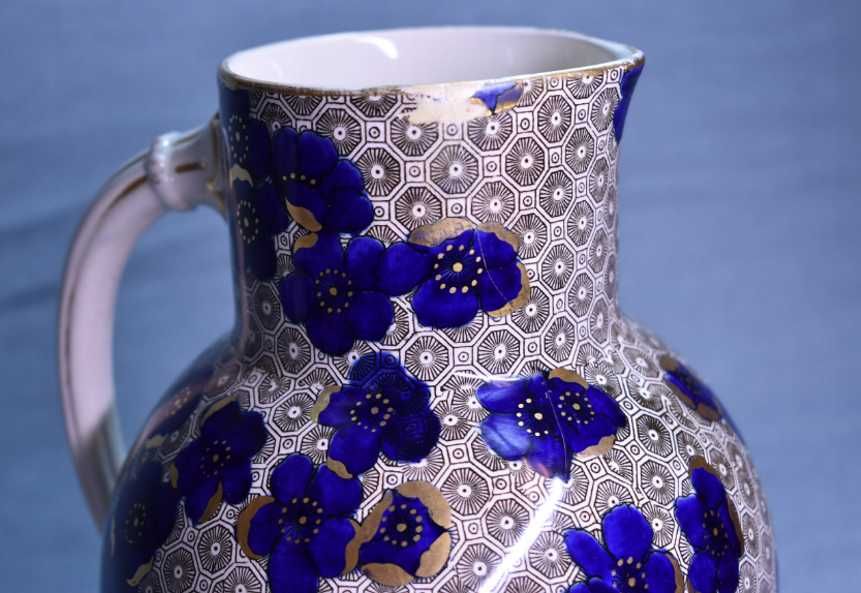 Stary wiktoriański dzbanek Złocony-Kobalt  Minton 1847 rok Anglia