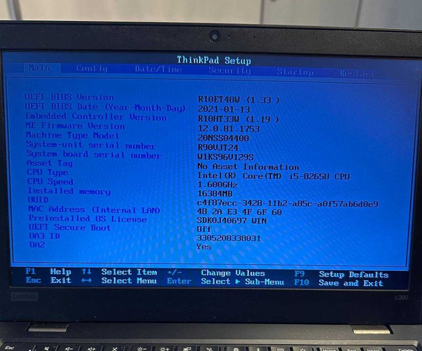 Lenovo ThinkPad L390 13,3-inch (2019) - Core i5 - 16GB SSD - 256 GB