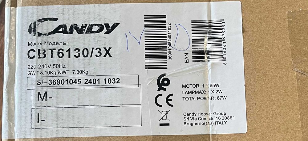 Candy CBT6130 3, teleskopowy okap 60 cm, 2 poziomy mocy