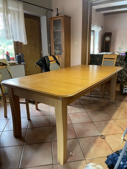 Duży stół drewniany bukowy + 8 krzeseł GRATIS
