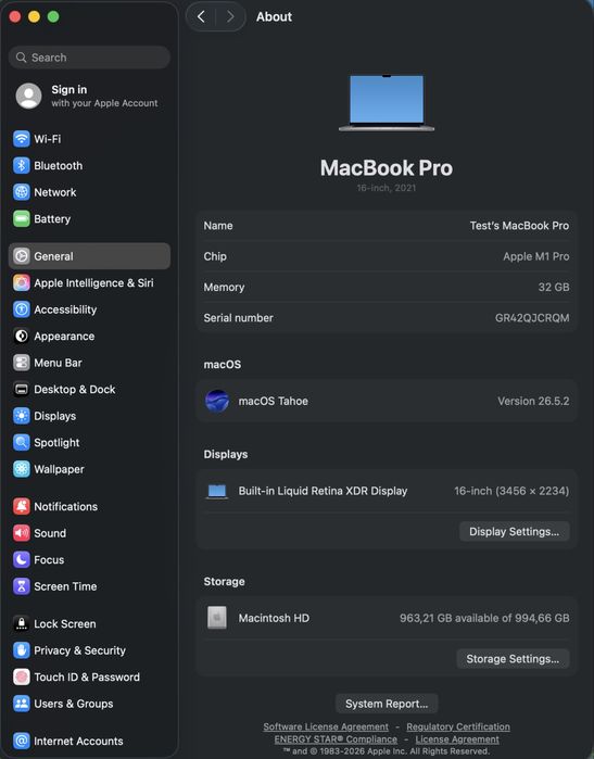 MacBook Pro M1 16″ (2021) 32GB