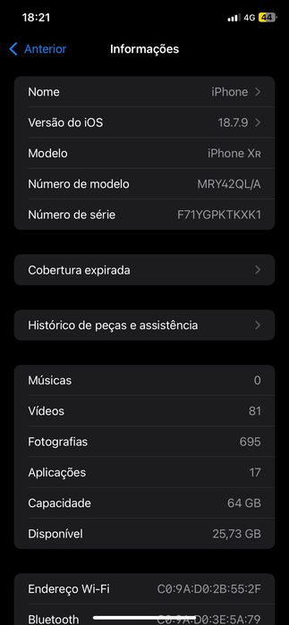 IPhone Xr preto 64gb
