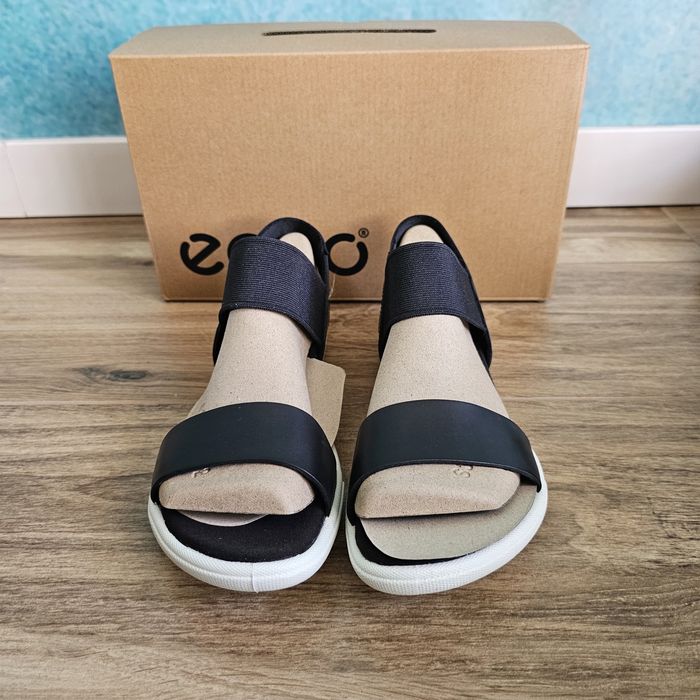 Ecco damara sandały skórzane czarne eleganckie  40 26cm