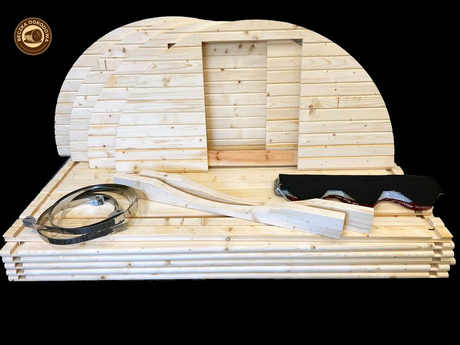 Sauna beczka ogrodowa do złożenia samodzielnego montażu drewno