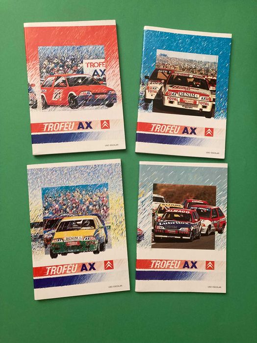 Colecção de 4 Cadernos Escolares Troféu Citroen AX Ambar Anos 80
