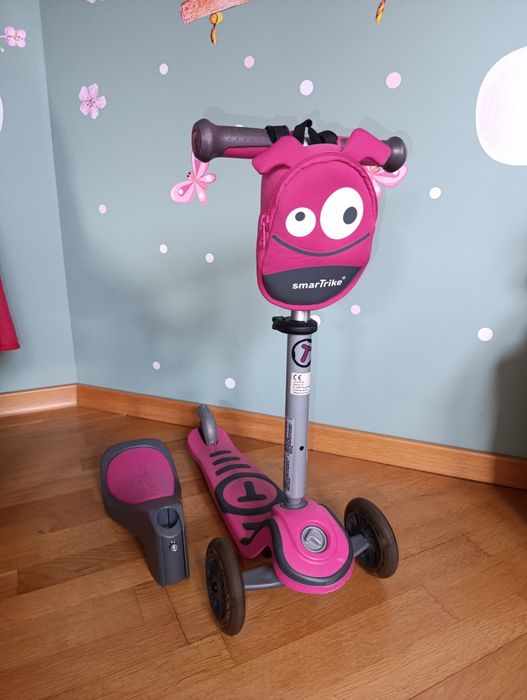 Różowa hulajnoga trójkołowa  3w1 SmarTrike Smar Trike  świecące kółka
