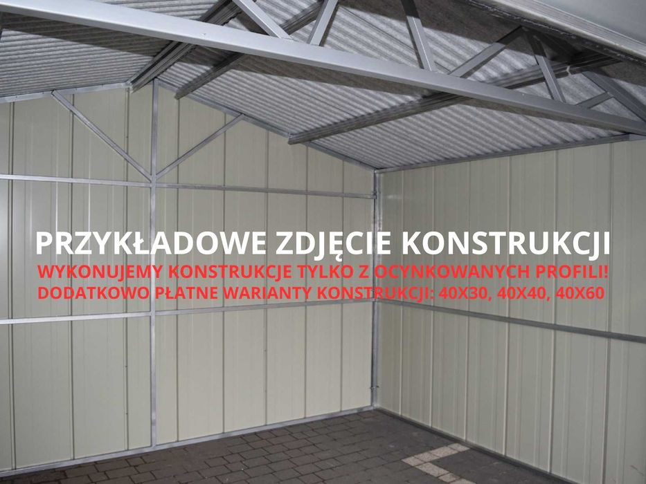 Garaż blaszany garaz z pomieszczeniem gospodarczym 5x5m zielony