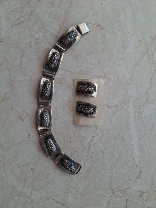 Srebrna bransoletka i kolczyki