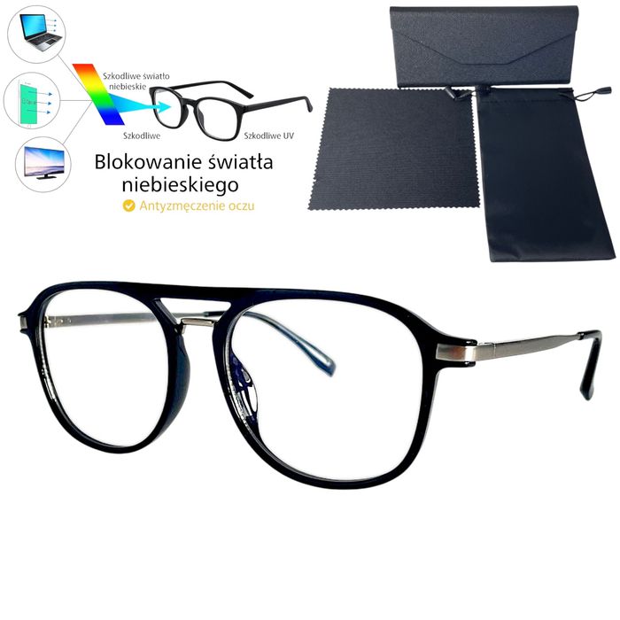 Okulary komputerowe, zerówki oprawki+zestaw etui,super jakość
