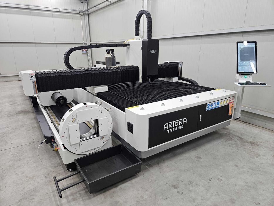 Aktona - wycinarka laserowa fiber + dostawka do rur. 1500x3000 mm. Dostępny od ręki!