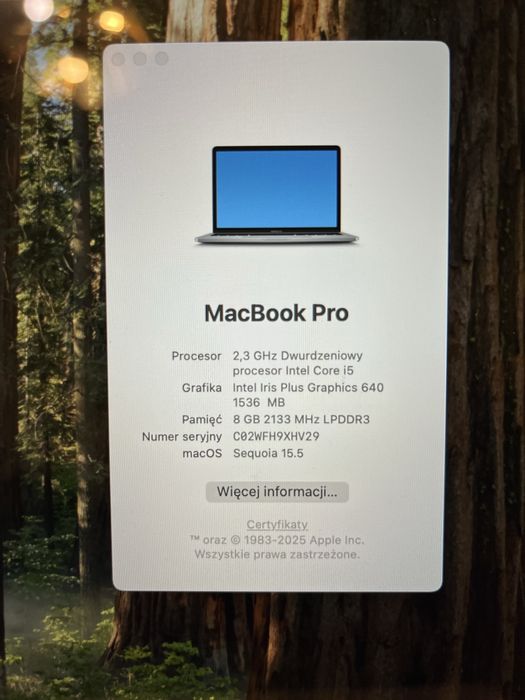 MacBook PRO (2018r) a1708 i5 8GB 128HDD  + case