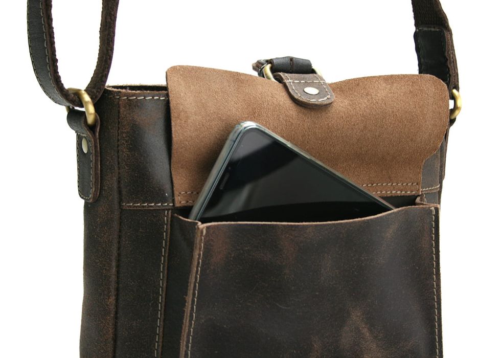 skórzana torba męska listonoszka wild tiger  - brązowa