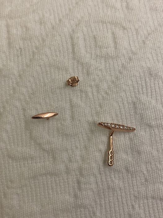 Brincos duplos, em prata rosa, com zircónias