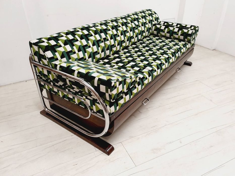 Kanapa Art Deco Bauhaus Hynek Gottwald Chrom