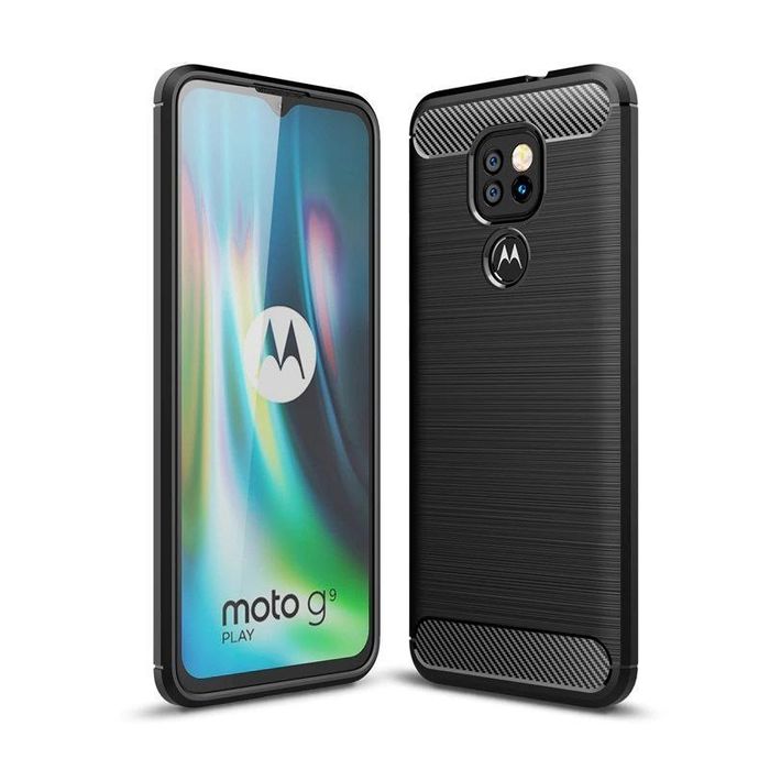 Etui Carbon + Szkło Płaskie Do Motorola Moto G9 Play / E7 Plus